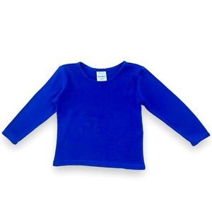 Hanna Andersson: Blue long sleeve shirt, with scallop edge detail.